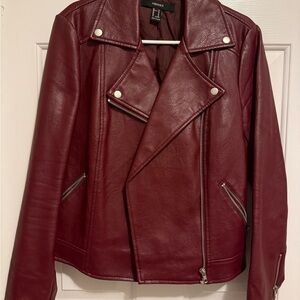 Forever 21 Deep Red Leather Jacket
